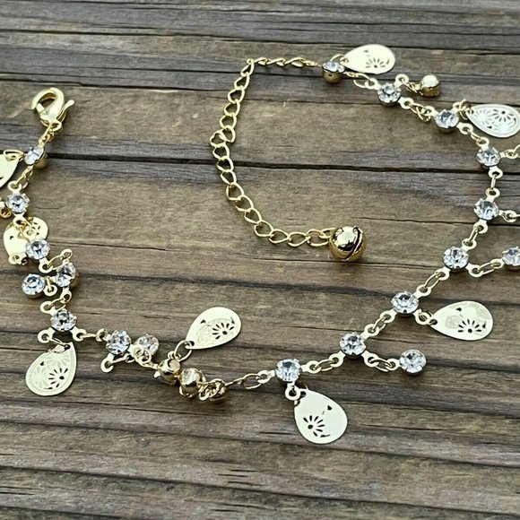 Women Anklet Gold Tone Fashion Jewelry Crystals Accent Fashion Bracelet - Picture 11 of 11